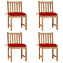 havestole 4 stk. med hynder massivt teaktræ
