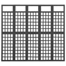 5-panels rumdeler/espalier 201,5x180 cm massivt grantræ sort