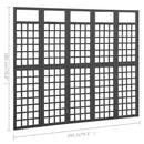 5-panels rumdeler/espalier 201,5x180 cm massivt grantræ sort