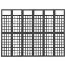 6-panels rumdeler/espalier 242,5x180 cm massivt grantræ sort