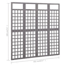 4-panels rumdeler/espalier 161x180 cm massivt grantræ grå