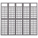 5-panels rumdeler/espalier 201,5x180 cm massivt grantræ grå