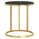 sidebord 45 cm hærdet glas guldfarvet og sort marmor