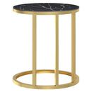 sidebord 45 cm hærdet glas guldfarvet og sort marmor