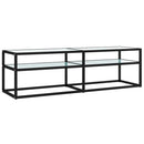 tv-bord 140x40x40,5 cm hærdet glas marmoreffekt hvid