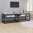 tv-bord 140x40x40,5 cm hærdet glas marmoreffekt hvid