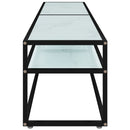 tv-bord 180x40x40,5 cm hærdet glas marmoreffekt hvid