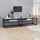 tv-bord 180x40x40,5 cm hærdet glas marmoreffekt hvid