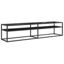 tv-bord 180x40x40,5 cm hærdet glas marmoreffekt sort