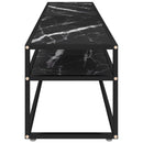 tv-bord 180x40x40,5 cm hærdet glas marmoreffekt sort
