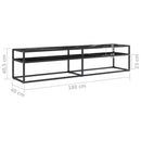 tv-bord 180x40x40,5 cm hærdet glas marmoreffekt sort