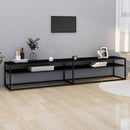 tv-bord 220x40x40,5 cm hærdet glas sort