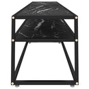 tv-bord 220x40x40,5 cm hærdet glas marmoreffekt sort