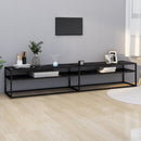 tv-bord 220x40x40,5 cm hærdet glas marmoreffekt sort