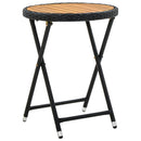 tebord 60 cm massivt akacietræ og polyrattan sort