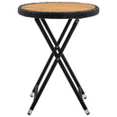 tebord 60 cm massivt akacietræ og polyrattan sort