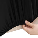 elastisk 3-personers sofabetræk polyesterjersey sort