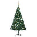 kunstigt juletræ med lys og kuglesæt 210 cm PVC grøn
