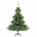 kunstigt juletræ nordmannsgran LED og kuglesæt 210 cm grøn