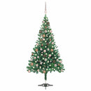 kunstigt juletræ med lys og kuglesæt 180 cm 564 grene