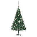 kunstigt juletræ med lys og kuglesæt 120 cm PVC grøn