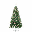 kunstigt juletræ med lys og kuglesæt 180 cm grøn