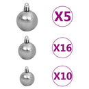 kunstigt juletræ med lys og kuglesæt 240 cm PVC sort