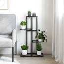 blomsterstativ i 4 niveauer 43x22x76 cm metal sort