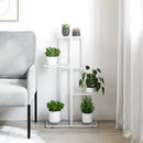 blomsterstativ i 4 niveauer 43x22x76 cm metal hvid