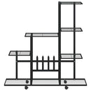blomsterstativ med hjul 94,5x25x92,5 cm metal sort