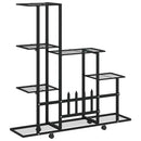 blomsterstativ med hjul 94,5x25x92,5 cm metal sort