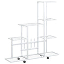 blomsterstativ med hjul 94,5x25x92,5 cm metal hvid
