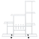 blomsterstativ med hjul 94,5x25x92,5 cm metal hvid
