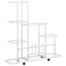 blomsterstativ med hjul 94,5x25x92,5 cm metal hvid