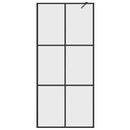 brusevæg 80x195 cm klart sikkerhedsglas sort