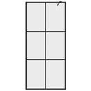 brusevæg 90x195 cm klart sikkerhedsglas sort