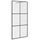 brusevæg 100x195 cm klart sikkerhedsglas sort