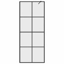 brusevæg 80x195 cm klart sikkerhedsglas sort