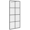 brusevæg 90x195 cm klart sikkerhedsglas sort