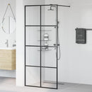 brusevæg 90x195 cm klart sikkerhedsglas sort