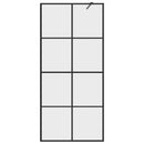 brusevæg 90x195 cm klart sikkerhedsglas sort