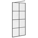 brusevæg 90x195 cm klart sikkerhedsglas sort