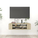 væghængt tv-bord 100x30x26,5 cm konstrueret træ sonoma-eg