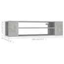 væghængt tv-bord 100x30x26,5 cm konstrueret træ betongrå