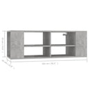 væghængt tv-bord 102x35x35 cm konstrueret træ betongrå