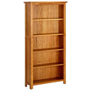bogreol med 5 hylder 70x22x140 cm massivt egetræ