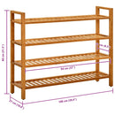 skostativ med 4 hylder 100x27x80 cm massivt egetræ