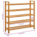 skostativ med 5 hylder 100x27x100 cm massivt egetræ