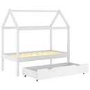 sengestel til børneseng 70x140 cm med skuffe fyrretræ hvid