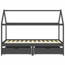 sengestel til børn + skuffer 90x200 cm massiv fyr mørkegrå
